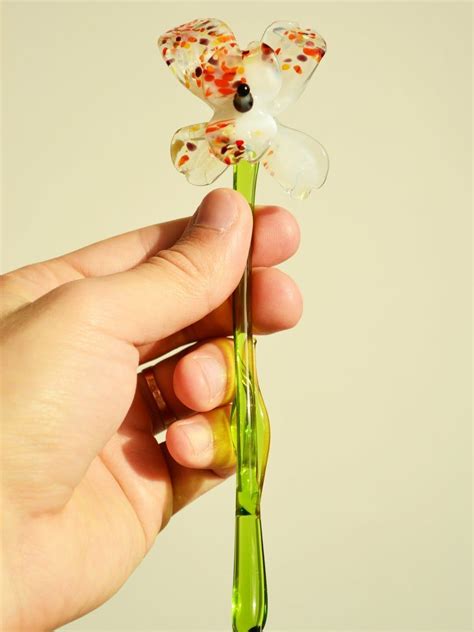Glass bongs are surprisingly durable, and they don't get burn marks. White Glass Flower Figurine Blown Flower Sculpture Art ...