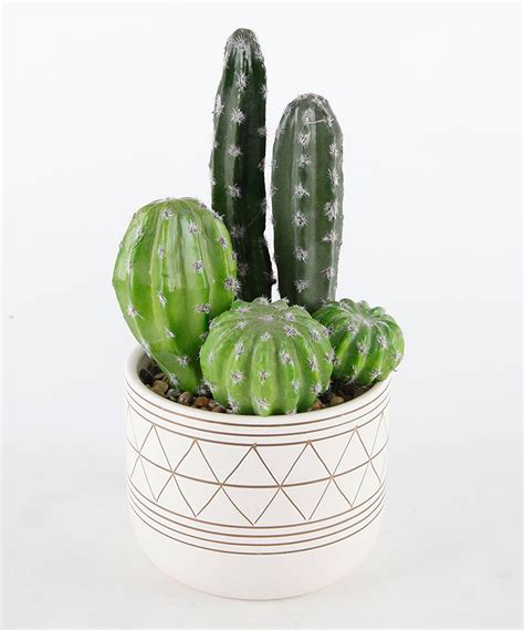 Custom pottery features hand painted scenes and. Gold Geometric Ceramic Cactus Pot | Artificial plant ...