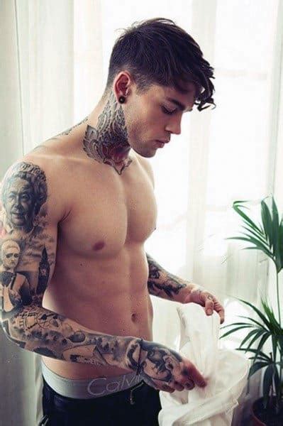 He is tattooed with a full chest piece. Top 40 Best Neck Tattoos For Men - Manly Designs And Ideas