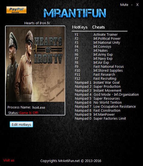 If you want to input cheat codes to gain an advantage in hoi4, then the console command is where you need to visit. Hearts of Iron 4: Trainer (+22) 1.4.0 {MrAntiFun ...