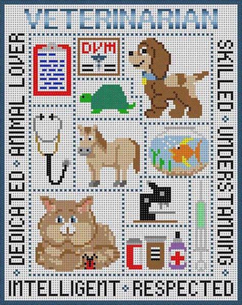 Cotton anniversary, wedding present, valentines. Veterinarian - Occupation Pattern | Cross stitch animals ...