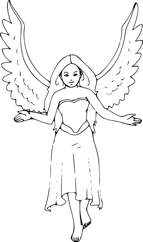 Ici aussi, l'ange possède des ailes. Coloriage Femme ange à imprimer sur COLORIAGES .info
