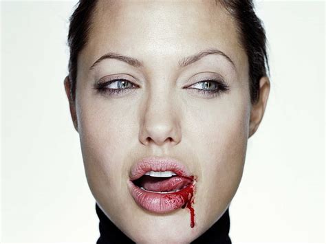 According to many of her fans, the answer many females wanted to know about angelina's beauty secrets. HD wallpaper: Angelina Jolie, eyes, blood, portrait, one ...