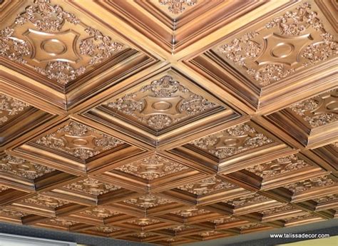 A dropped ceiling is a secondary ceiling, hung below the main (structural) ceiling. TD03 Faux Tin Ceiling Tile Coffered 磊 Talissa Decor ...