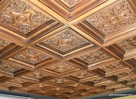 The lacquered steel panels can be painted and customized to your décor. TD03 Faux Tin Ceiling Tile Coffered 磊 Talissa Decor ...