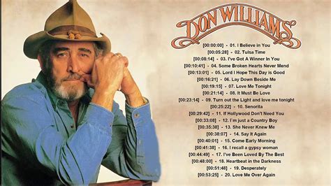 Sounds and the rhythms that the music that you offer us is excellent. Don Williams Greatest Hits 2020 - Top 20 Best Songs Of Don Williams - Don Williams Country Music ...