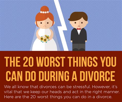 It may be an option if your divorce will be uncontested and you fit these criteria. The 20 Worst Things You Can Do During a Divorce INFOGRAPHIC