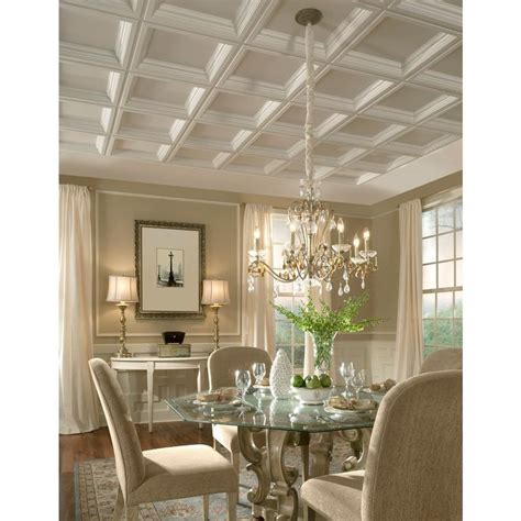 Drop the ceiling panels into position by tilting them slightly, lifting them above the framework and letting them fall into place. Shop Armstrong Easy Elegance Ceiling Tile Panel (Common ...