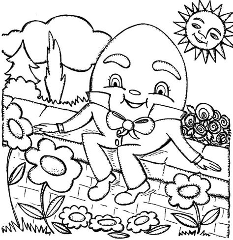 Print the nursery rhyme humpty dumpty free color sheet. Humpty Dumpty At Flower Garden Coloring Pages : Coloring Sky