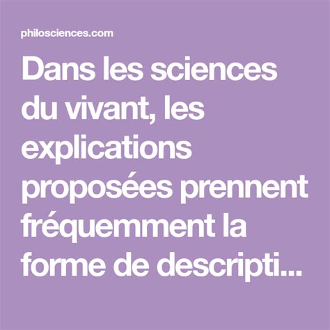 Le concept de mécanisme en biologie Perspective historique et ...