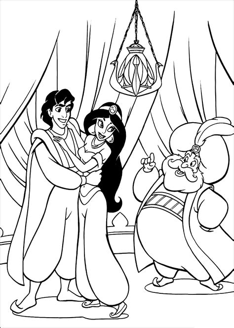 Princess jasmine and her tiger coloring page. Aladdin & Jasmine Coloring Pages: Magical Moments » Print Color Craft