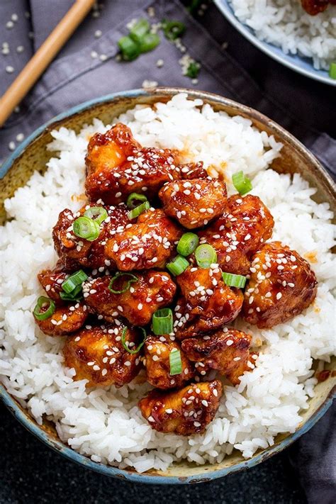 Make it a power bowl and get an extra dose of protein by serving your sticky sesame chicken with a slew of vegetables over quinoa. Crispy Sesame Chicken with a Sticky Asian Sauce - tastier ...