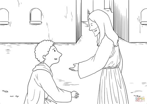 Believing, faith, following jesus, gratitude, healing, miracles, wonder. Jesus Heals Ten Men with Leprosy (Luke 17:11-19) coloring ...