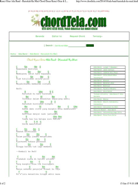 C bm e baru kau sapa ku tersipu am gm c kau puji lupa amarahku f karena. Kunci Gitar Ada Band - Haruskah Ku Mati Chord Dasar Kunci Gitar & Lirik Lagu ©ChordTela.com