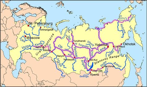 Die liste europäischer flüsse enthält nach mündungsgebieten. Karte der Russischen Flüsse - Karte von Russland mit ...