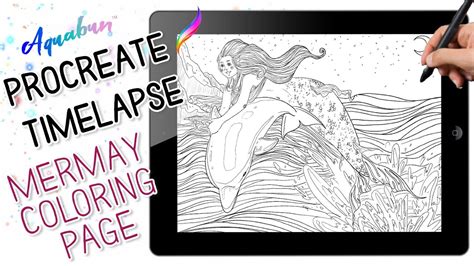 Download MERMAY COLORING PAGE - PROCREATE DIGITAL ART TIMELAPSE - YouTube