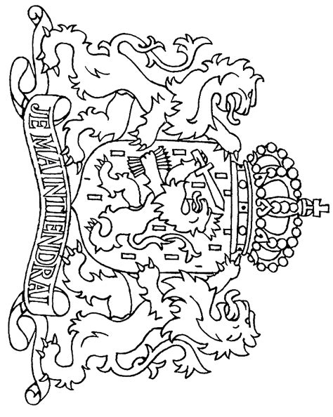 Onze vriend pypus en de illustraties van de belangrijkste categorieën. Koningshuis: kleurplaten wapen