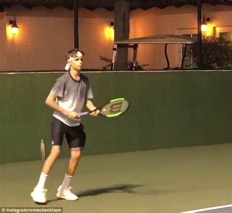 'we had a hit and he's a very keen tennis player. Romeo Beckham shows off his tennis potential as he hits ...