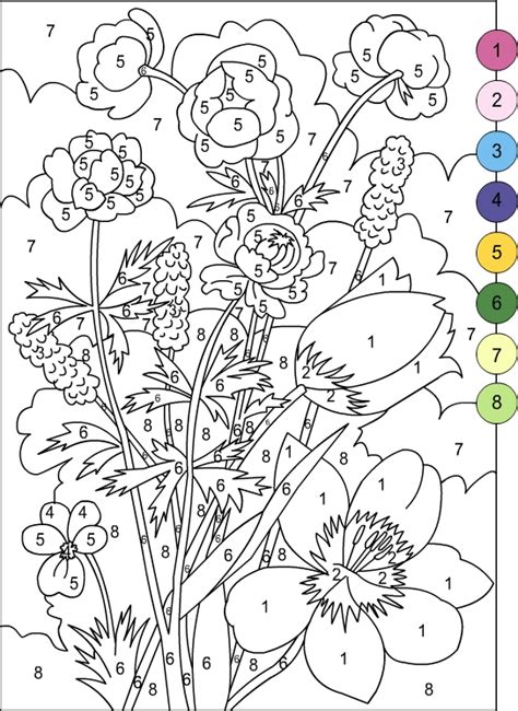 Over 600 pages of downloadable resources for teaching children the alphabet one week at a time. Nicole's Free Coloring Pages: COLOR BY NUMBERS * FLOWERS ...
