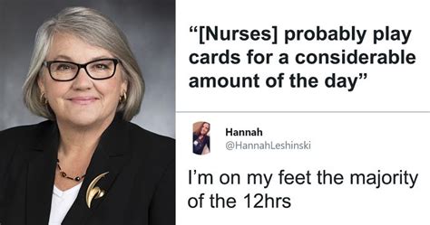 Maureen walsh, a republican representing college place, said that she has received thousands of cards, calls and comments. Senator Says Nurses Don't Need Breaks As They Spend Most Of The Day Playing Cards, Nurses ...