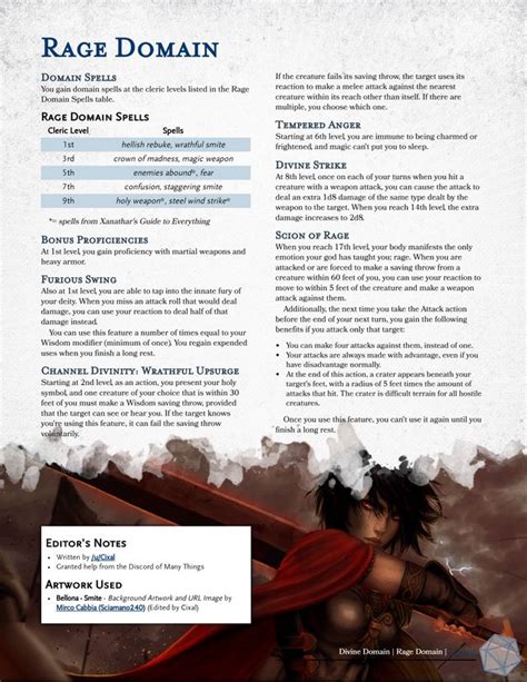 What makes dnd feats a popular customization option? Rage Domain: Divine Domain | Closing the distance between ...