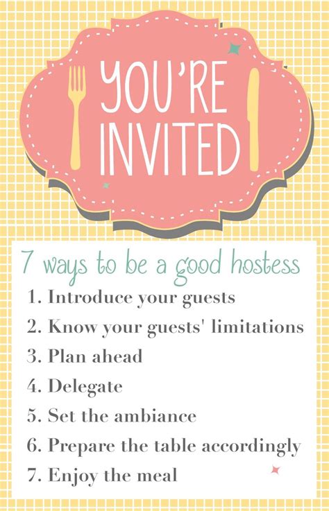 Start preparing well ahead of time. How To Be A Good Hostess | Hostess, Rules for kids ...