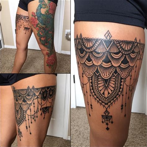 See more ideas about garter tattoo, thigh garter tattoo, lace tattoo. "Thigh garter piece ️ #tattoo #tattoos #thighpiece # ...