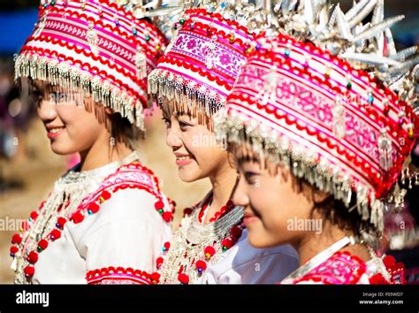 Hmong people at their new year festival in Chiang Mai, Thailand, Asia ...