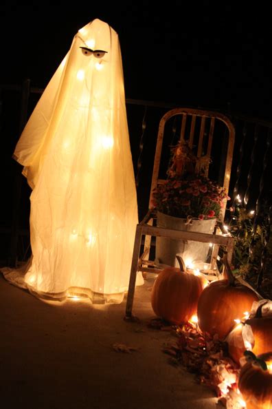 Halloween decor for your front porch. Tomato Cage and White Light Ghost - Halloween Decoration ...