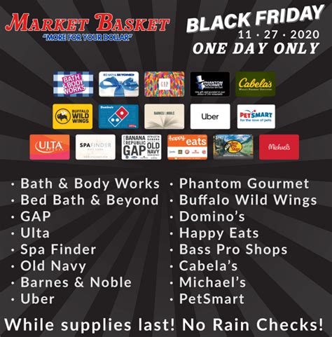 We did not find results for: Market Basket: 20% Off Select Gift Cards (Uber, Happy Eats & More) - Doctor Of Credit