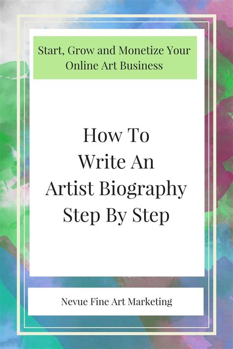 Unlike my artist statement (shown in my post how to write an artist statement), which i consider a fluid document. How To Write An Artist Biography Step By Step | Selling ...