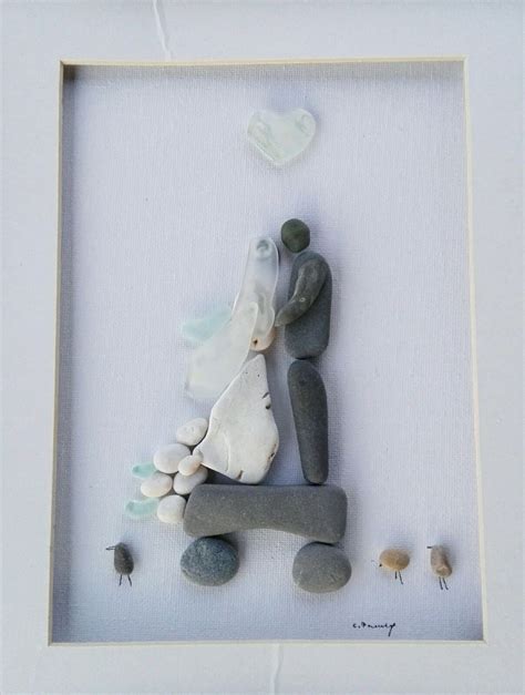 Pebble art wedding, Weddings, pebble art anniversary, bridal gift, for bride, wall art wedding ...
