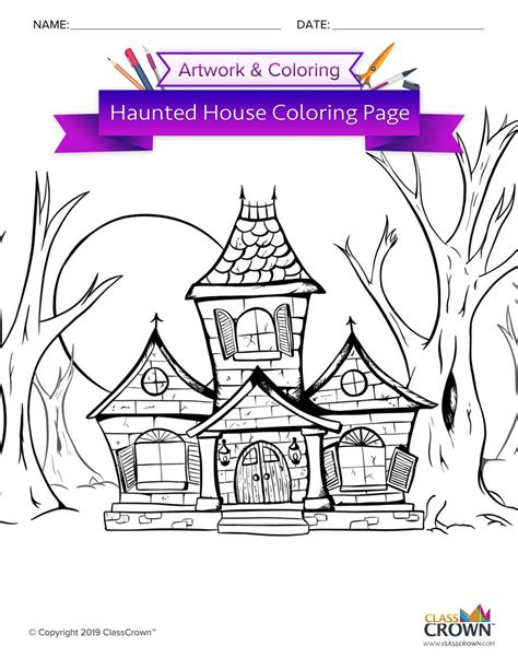 You'll need two things to access this drawing. Halloween Haunted House Coloring Page | Halloween coloring ...