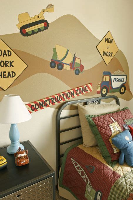 We have dump trucks, cement trucks, bull dozers, caution signs an cones alone with piles of dirt to design a construction theme kids room. Construction Zone Boy's Bedroom | Cool kids bedrooms, Big ...