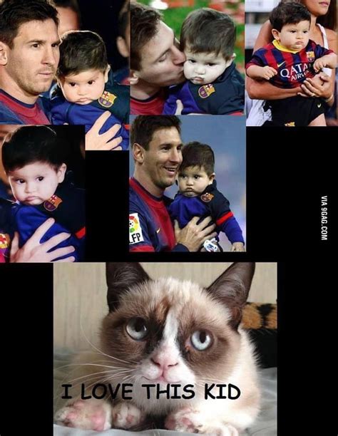 La marca messi es un reflejo directo de las cualidades que demuestra leo messi dentro y fuera del campo de juego. Lionel Messi his grumpy kid - 9GAG