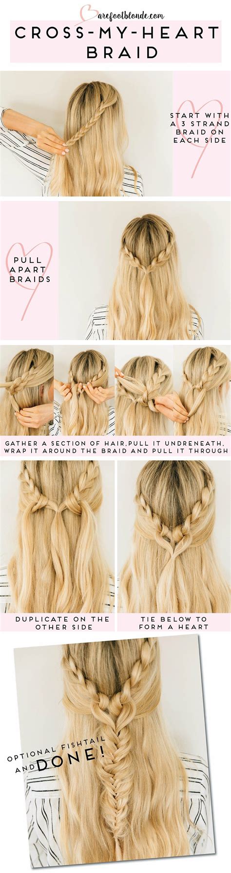 Use the twisting method to combine your natural hair into your braiding hair. Cross my Heart Braid | Hair styles, Medium length hair ...