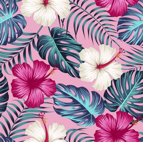 For fashion, web or interior. Seamless floral pattern with tropical leaves | Premium Vector