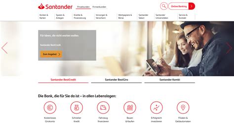 Santander consumer bank è la banca specializzata in prestiti personali, finanziamenti, cessione del quinto, conti deposito, carte di credito e assicurazioni. Santander Consumer Bank | Konditionen & Informationen 2020