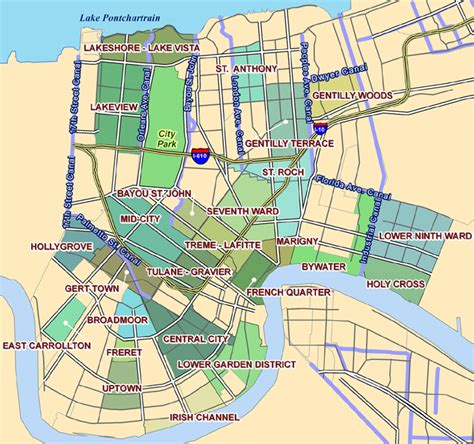 New orleans neighborhood map 18 x 24 classic black white poster 200 f. Neighborhood Map | The University of New Orleans