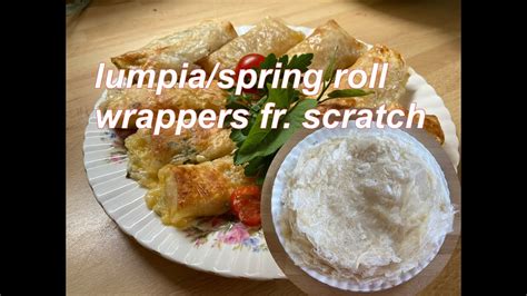 Brush mix in heated pan. How to make lumpia or spring roll wrappers at home - YouTube
