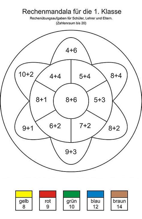 Dieses material wurde von unserem mitglied mitnutzer zur verfügung gestellt. Rechenmandala Matheübungsaufgaben 1. Klasse | Mathe, Erste ...