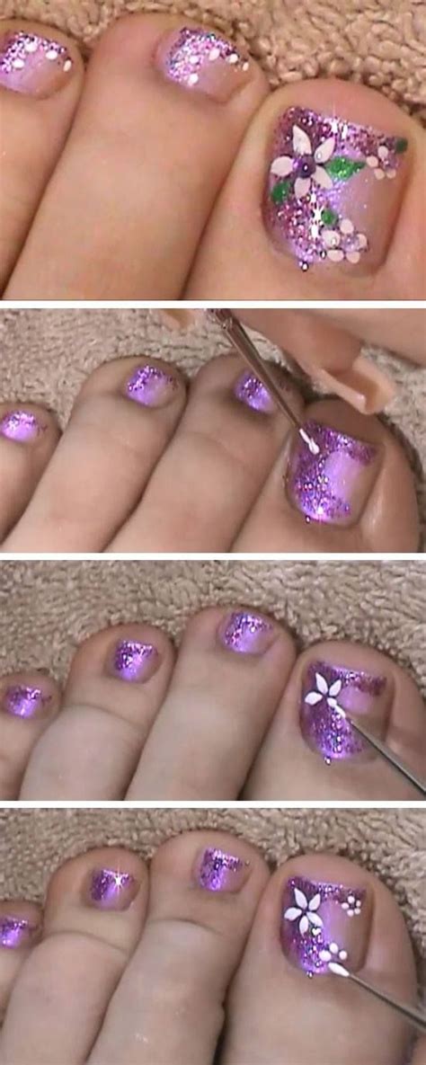 Diseños bonitos con rosas para uñas de los pies /roses design toe nail art. Pedicura con 8 diseños de flores para hacerlo en casa ~ Manoslindas.com