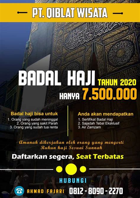 Badal haji is haj performed on behalf of a person who is deceased or physically unfit. Biaya Badal Haji Resmi 2020 Murah Amanah Bersertifikat