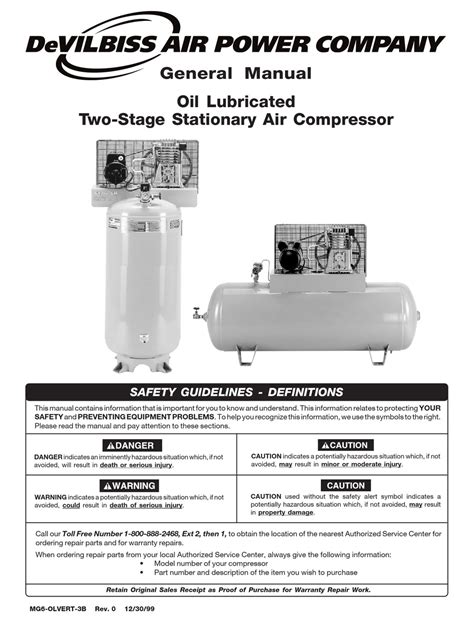 1 cubic unit at approximately 7 times atmospheric pressure. DEVILBISS AIR COMPRESSOR GENERAL MANUAL Pdf Download ...