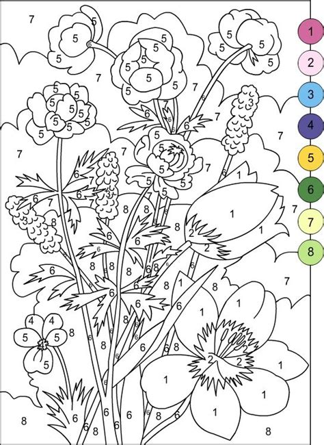 R is for rose coloring page. Nicole's Free Coloring Pages: COLOR BY NUMBERS * FLOWERS ...