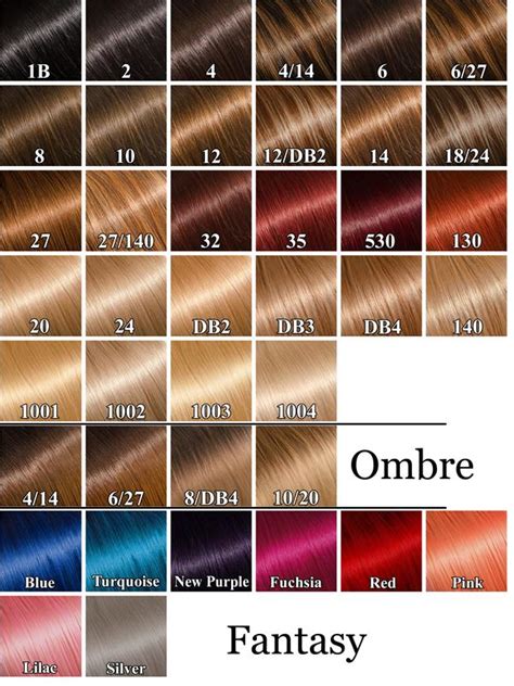 By seeing real swatches of hair in the suggested colors and being able to view them next to your own locks under different lights, you can get a better idea of what will be your best hair color. Hair Extension Color Chart | Hair Color Comparison Chart