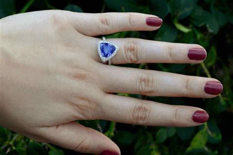 Diamond wedding ring sale $1,500.00. 3.60 Carat Tanzanite Triangle Deco Engagement Cocktail Ring Certified For Sale at 1stdibs