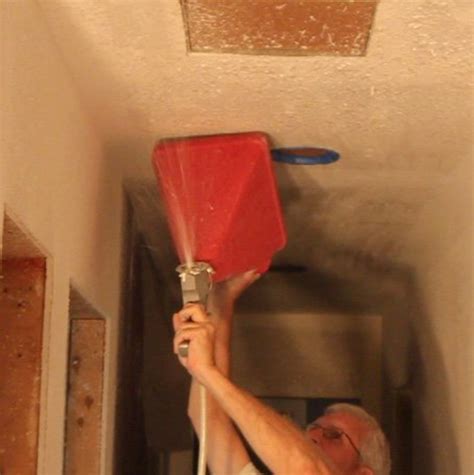 This spray consists of a mixture of mud and styrofoam. How to Apply a Knockdown Texture on Your Ceiling or Walls ...
