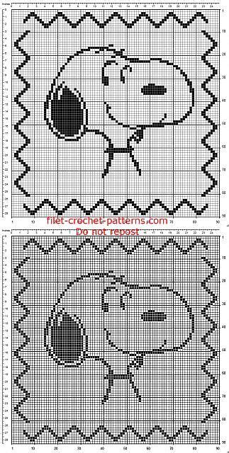 Free cross stitch baby snoopy patterns. Crochet filet children pillow with Peanuts Snoopy pattern ...