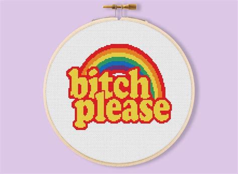78 x 100 stitches 7 colours. Fun swear words quotes rainbow cross-stitch pattern ...